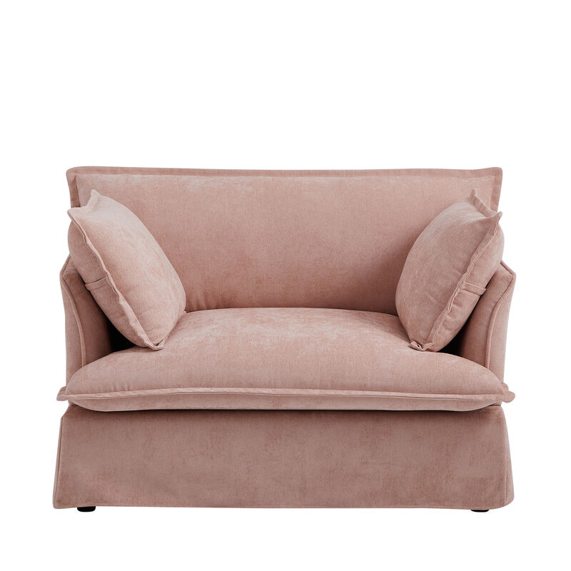 Whisen Oversized Accent Chairs with Dual-Port Charging, Skirted Base, Curved Armrest, Throw Pillows image number 0