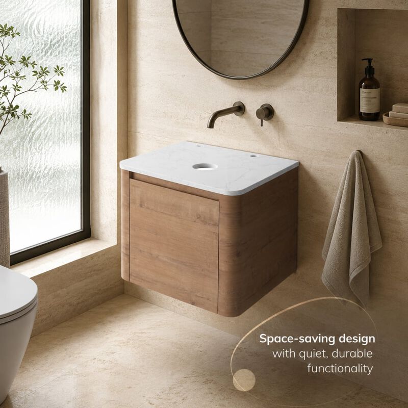 ELEMENT ACE Wall-Mounted Bathroom Vanity with Soft-Close Single Door, Space-Saving Floating Design for Bathrooms, Durable Scratch & Water Resistant Plywood Construction image number 4