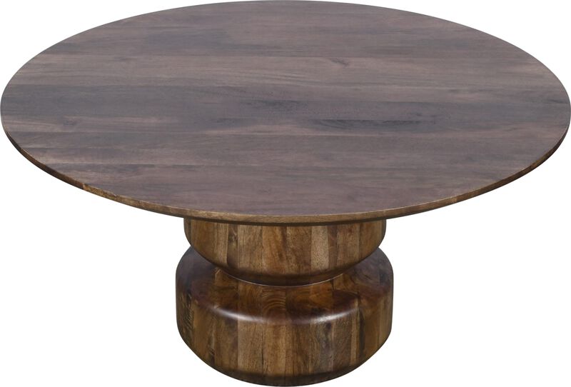 Virton Solid Wood Round Coffee Table in Smoked Brown