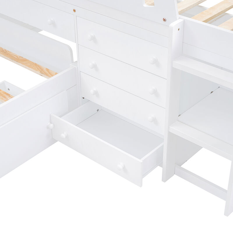 Merax L-shaped Loft Bed  with Platform Bed