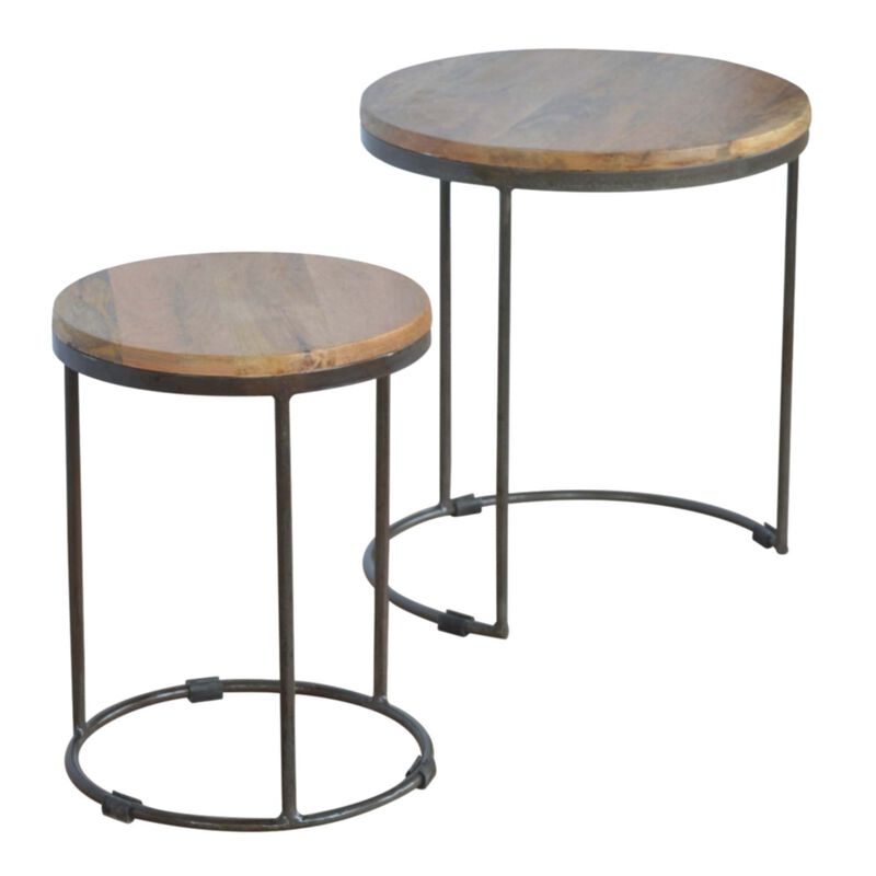End Table Set of 2 with Iron Base image number 5