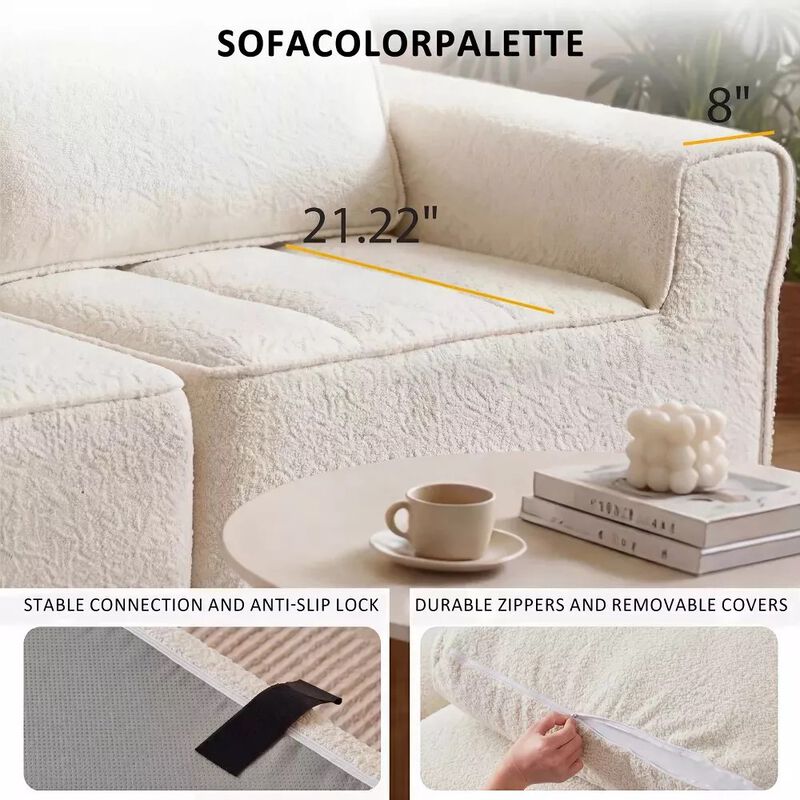 Vipbear 110.5" Cloud Modular Sectional Sofa, Convertible L Shaped Couch with Reversible Chaise image number 4