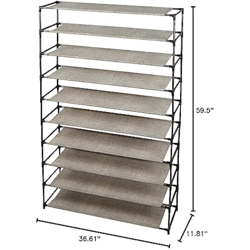 Shoe Rack 10 Tier 50 Pair Beige Freestanding Holds Up 100 Individual image number 3