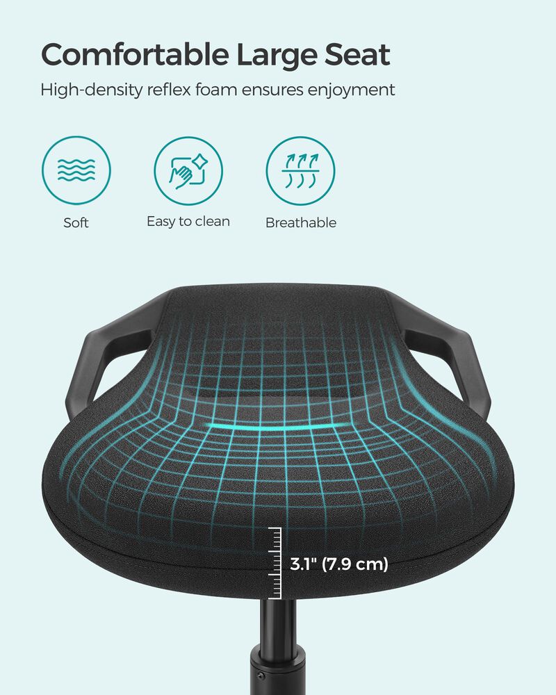Ergonomic Standing Stool with Adjustable Height (24.8"-34.6") - Swivel Chair with Anti-Slip Pad