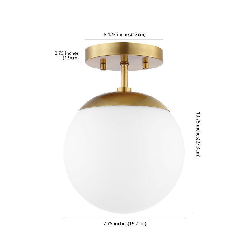 Marcel 1-Light Bohemian Farmhouse Iron/Frosted Glass LED Semi Flush Mount