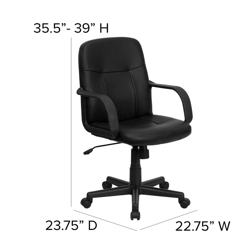 Paulson Mid-Back Black Glove Vinyl Executive Swivel Office Chair with Arms image number 9