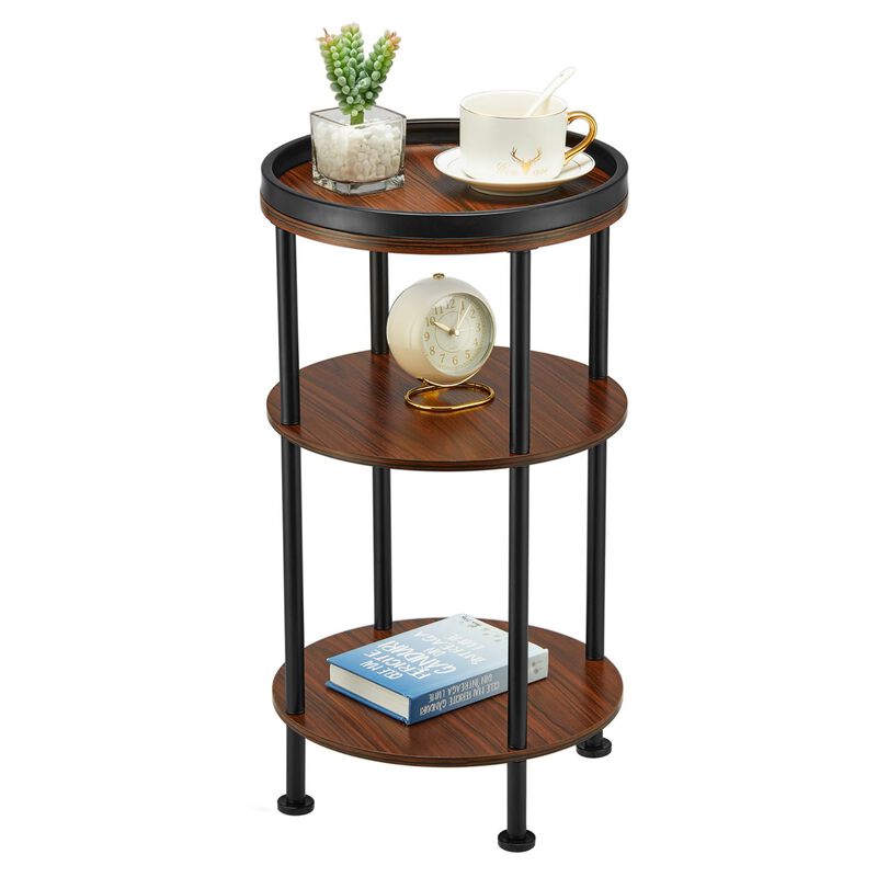 Side Table, Small Round Side Table for Small Spaces, 3-Tier Round Accent Table Slim Side Table, Modern Small End Table Corner Ta