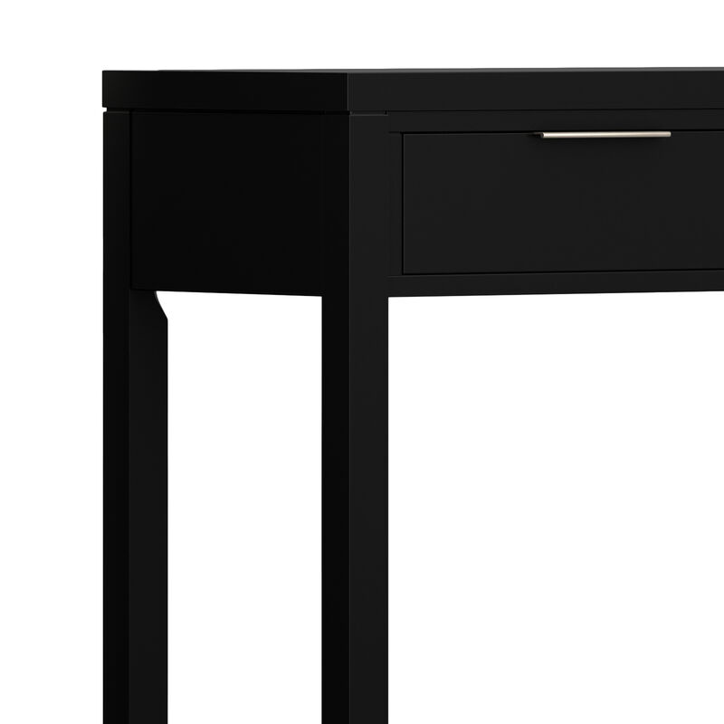Hollander 60 inch Wide Solid Wood Contemporary Console Table in Black
