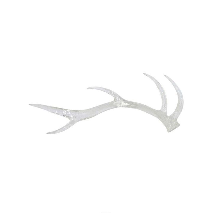 Decorative Antler Sculpture, Rustic Accent Rustic, 23 Inch Clear Resin - Benzara