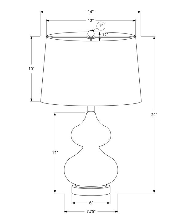 Monarch Specialties 9767, Blue Cream, Contemporary Lighting Table Lamp Glass Ivory Shade, 14" L x 14" W x 24" H