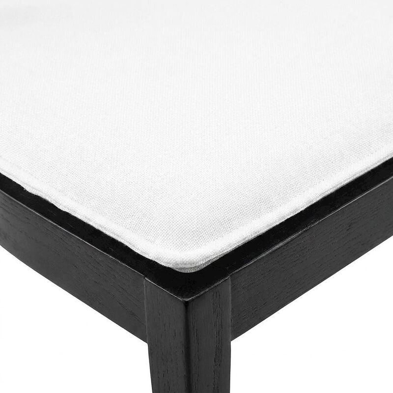 Fabric-Upholstered Wood Dining Chairs, Black White, Set of 2 image number 3