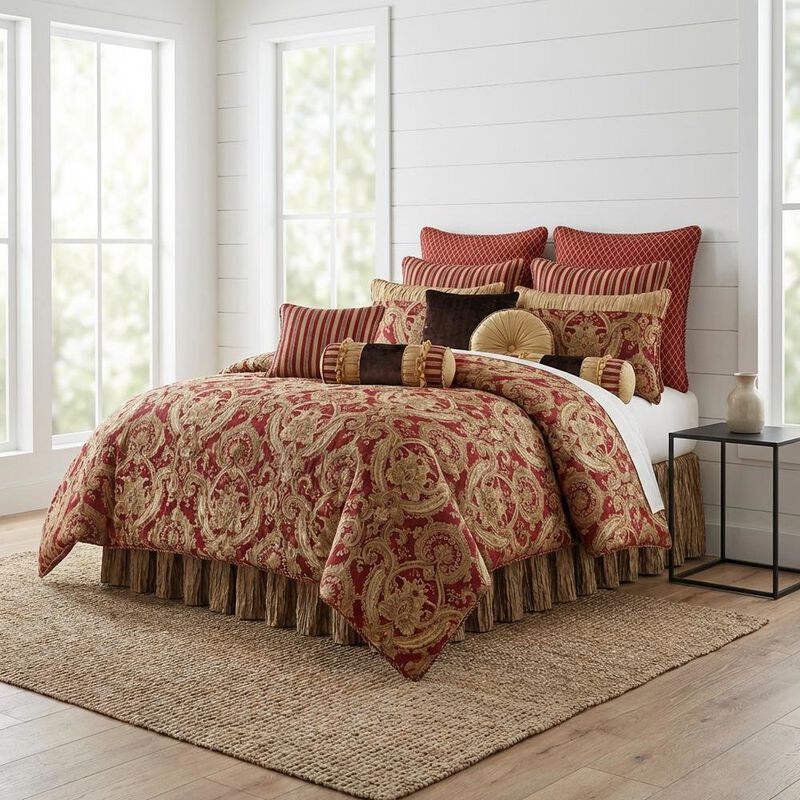 Michael Amini Lafayette 13-Piece King Comforter Set - Red image number 0