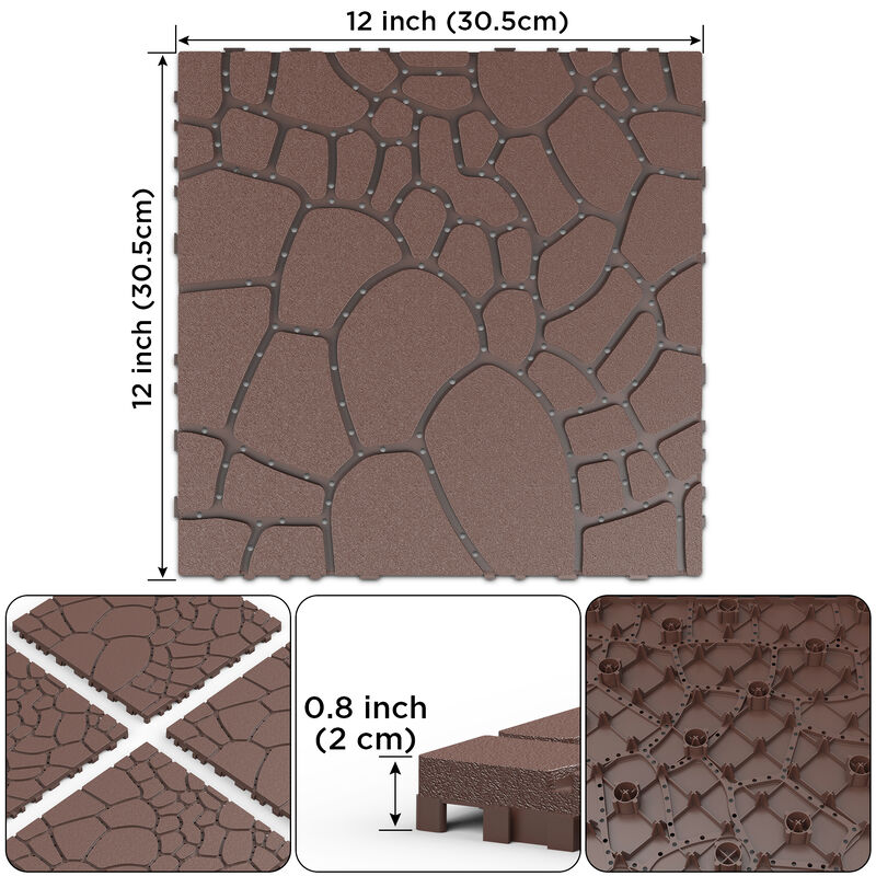 Interlocking Deck Tiles Outdoor Waterproof 44 Pack, Plastic Snap Together Patio Flooring Tiles for Balcony, Porch, Backyard, Easy Install image number 2