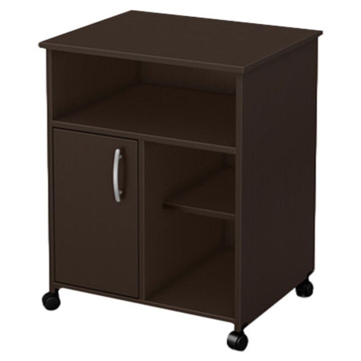 Hivvago Contemporary Printer Stand Cart with Storage Shelves in Chocolate