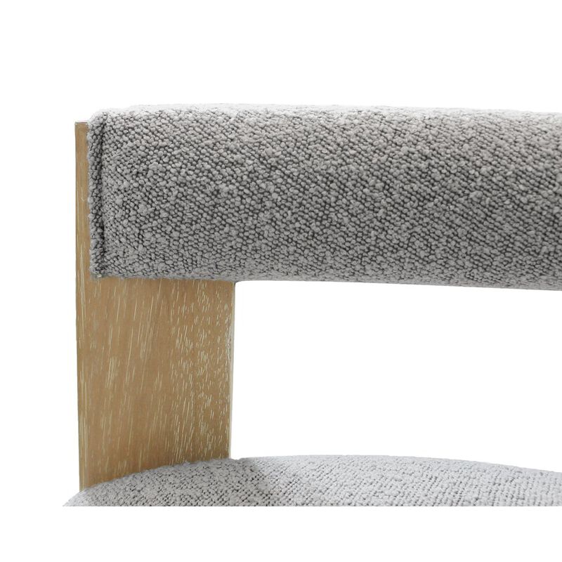 9-Piece 72 Dining Set 8 Trish Arm Chairs in Silver Boucle Linen Fabric