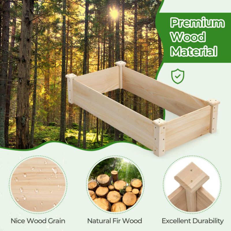 Hivvago Raised Garden Bed Fir Wood Wooden Square Wood Planter Box for Garden