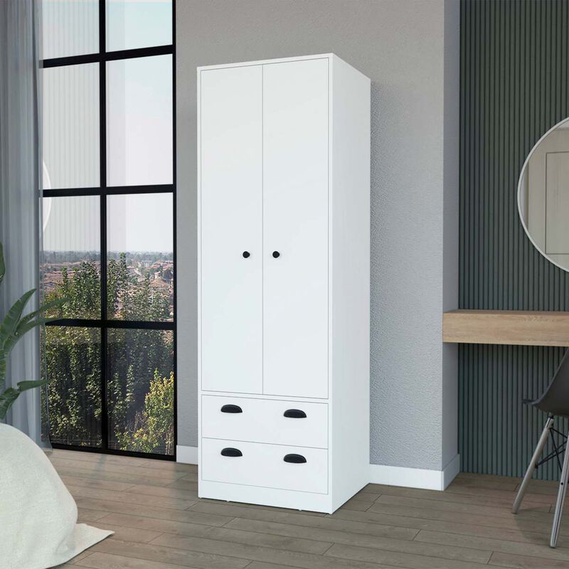 Westminster 2-Door 2-Drawer Armoire with Hanging Rod White
