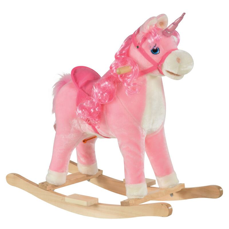 BreeBe Unicorn Ride-On Rocking Toy with Wooden Base image number 0