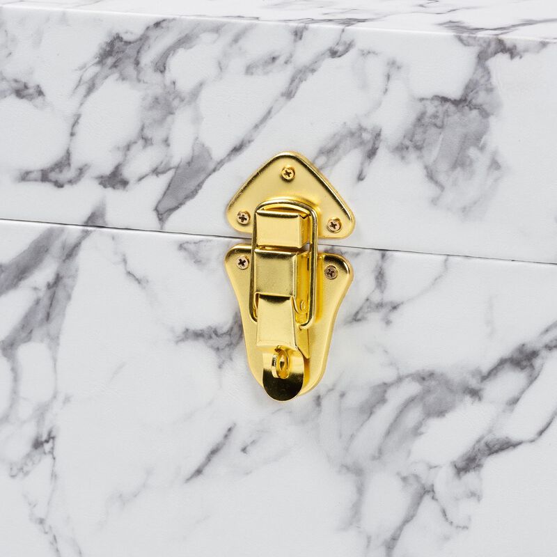 Baxton Studio Brenta Storage Trunk with Lift-Top Lid - Decorative Organizer Chest with Faux Marble Effect, Contemporary Storage Solution