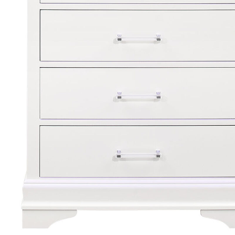 Solid Wood Five Drawer Chest with Built-In LED Lighting for Bedroom Storage