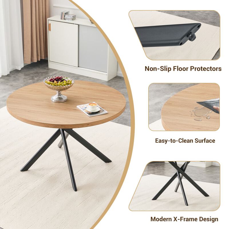 Round Folding Dining Table Thick MDF tabletop with reinforced metal frame Space saving round kitchen table for small spaces image number 5