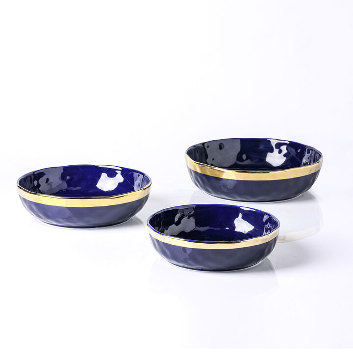 Stone Lain Florian Porcelain Serving Shallow Bowl Set 3 Piece
