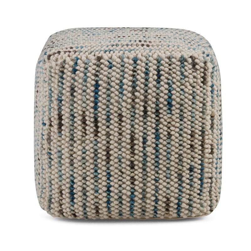 Zoey 18 inch Wide Cube Pouf in Multi-Color Wool and Cotton image number 2
