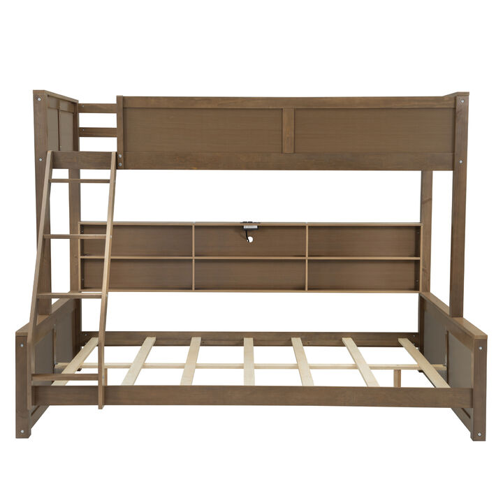 Whisen Bunk Bed with Storage Cabinets and USB Ports