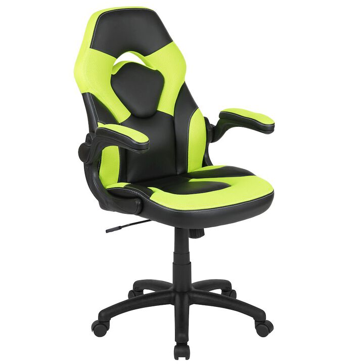 Flash Furniture X10 Gaming Chair Racing Office Computer Swivel Chair, White/Black LeatherSoft