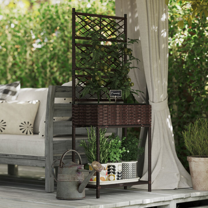 Hivvago Freestanding Raised Planter with Wicker Trellis
