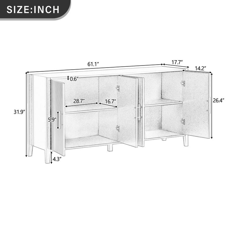 Fambep Modern Wavy-Slatted Storage Sideboard image number 8
