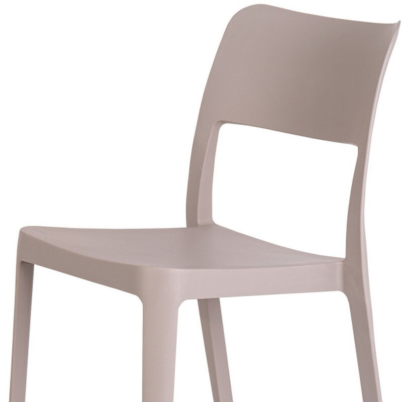 HomeRoots Set of Two Taupe Heavy Duty Plastic Outdoor Stacking Accent Chairs image number 3