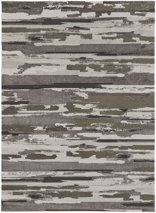 HomeRoots 8' X 10' Gray Ivory And Brown Abstract Distressed Area Rug