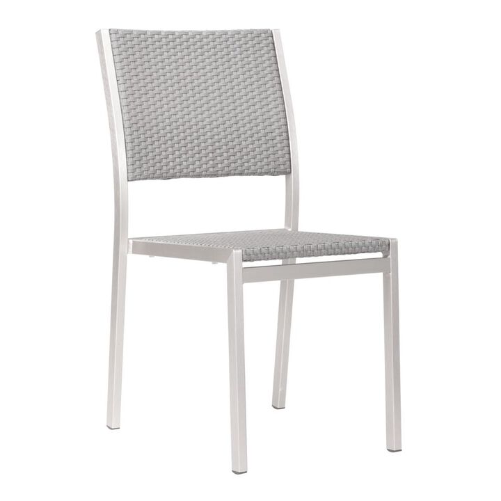 Belen Kox Dining Armless Chair, Brushed Aluminum
