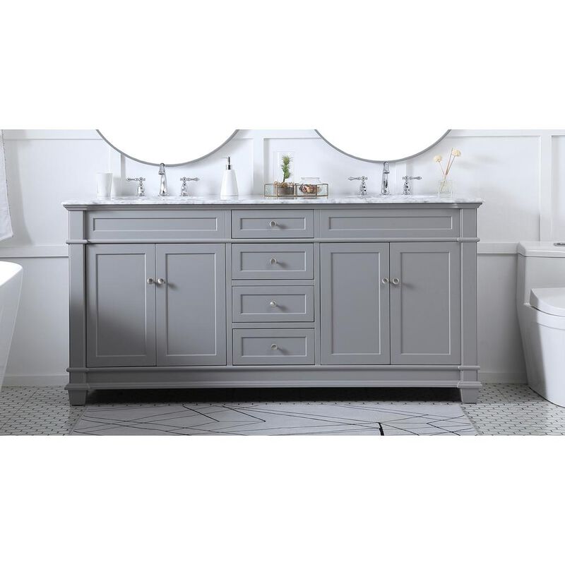 Elegant Kitchen and Bath 72 inch Double Bathroom Vanity set in Grey