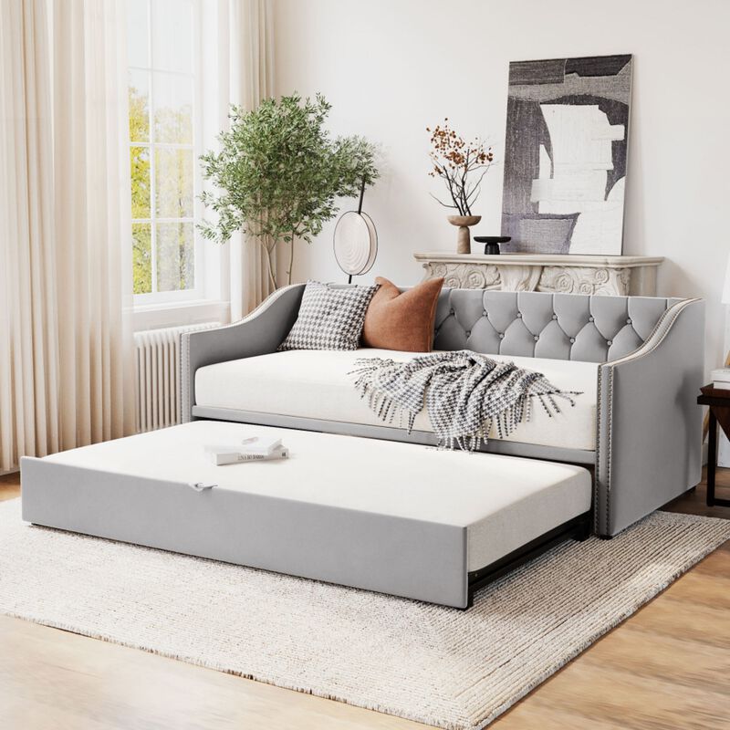 Musvi Pop Up Trundle Upholstered Daybed image number 3
