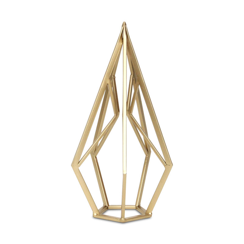 HomeRoots 14" Gold Metal Open Geometric Tabletop Sculpture image number 0