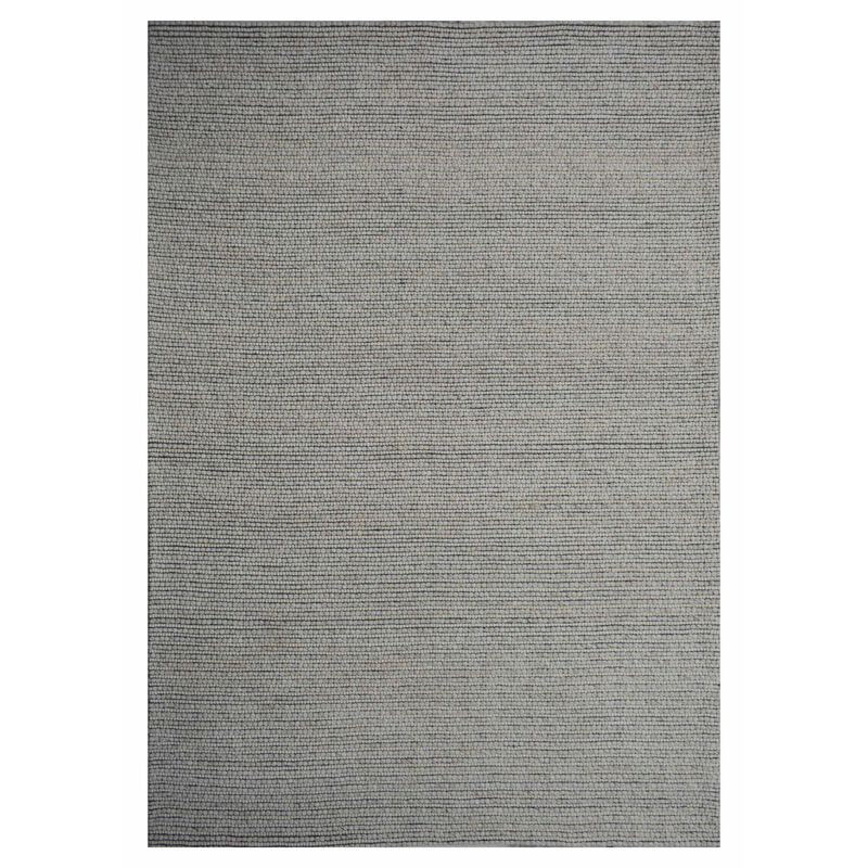 5' X 7' Gray Solid Hand Woven Rectangular Wool Area Throw Rug