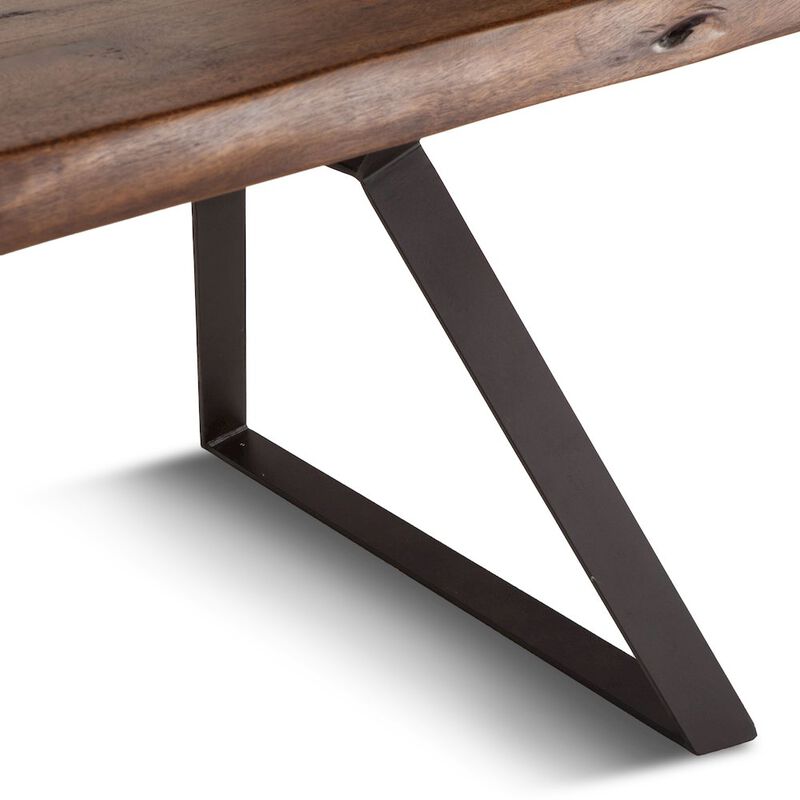 World Interiors Nottingham 80-Inch Acacia Wood Live Edge Dining Table in Walnut Finish image number 4