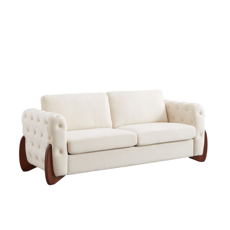 Rodcaf Mid‑Century Modern Button Tufted Velvet 3‑Seat Sofa image number 8