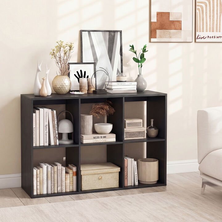 Large 6 Cube Storage Shelf with Back Guardrail for Bedroom