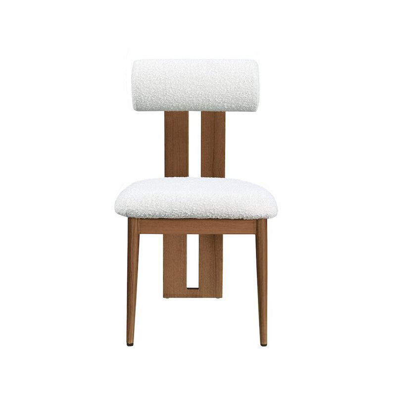 Meridian Furniture Dario Cream Boucle Fabric Dining Chair, Set of 2
