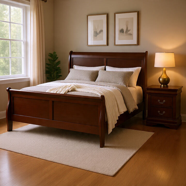 Bedroom Set, Wood, 2 Piece Set with Nightstand
