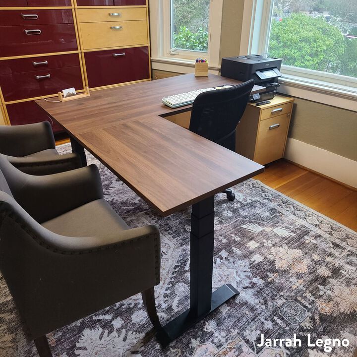 Desky Eco L-Shape Laminate Sit Stand Desk