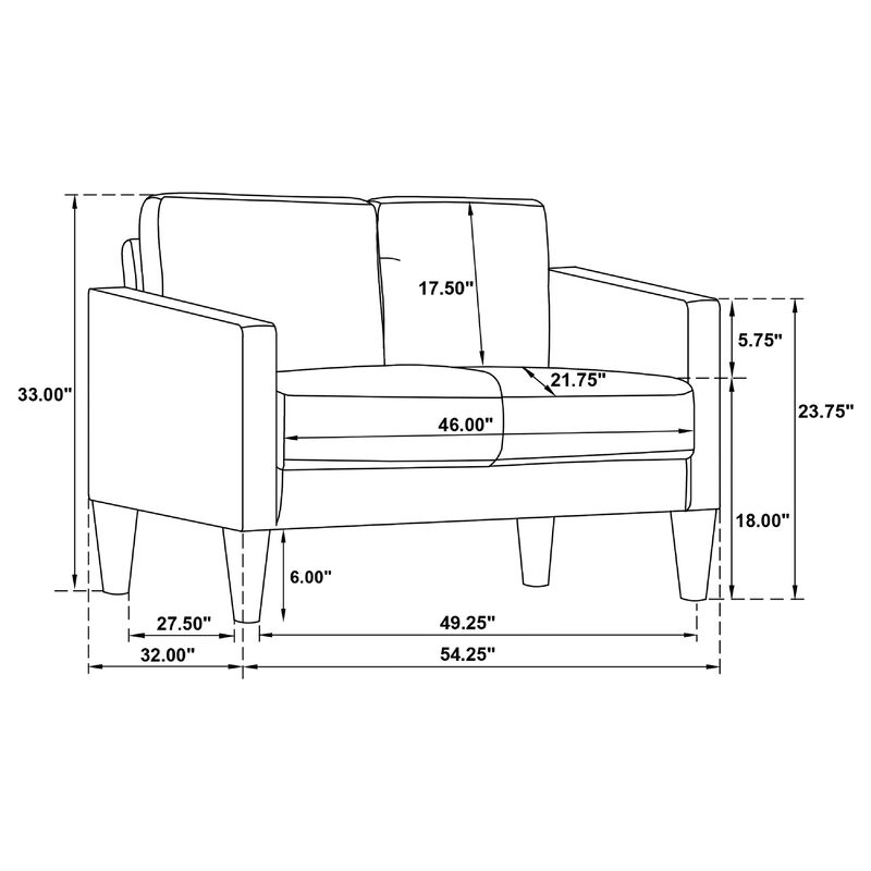 Rumi Loveseat, Track Arms w Piping, Foam Fill Upholstery image number 7