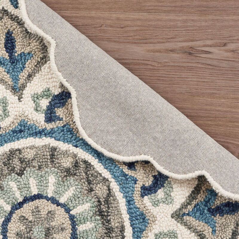 HomeRoots Round Wool Floral Hand Tufted Area Rug image number 5