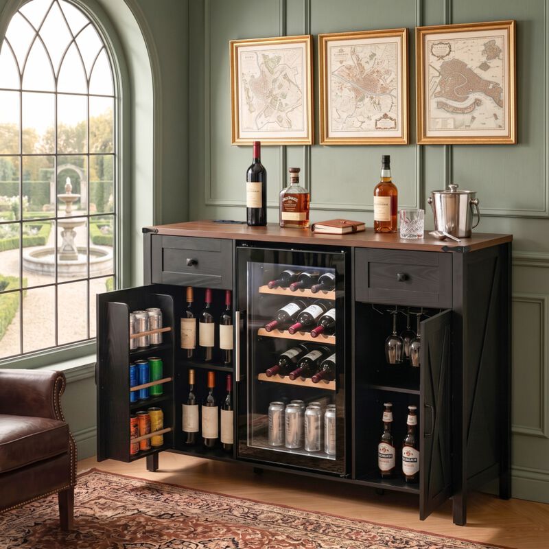 Jiljun Farmhouse Wine Bar Sideboard Cabinet image number 3