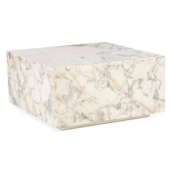 World Interiors Giza 32 Drum Coffee Table in Alabaster Marble