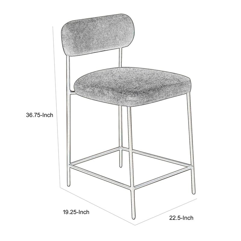 Iffa Counter Height Chair, Open Back, Black Iron, Cognac Brown Faux Leather