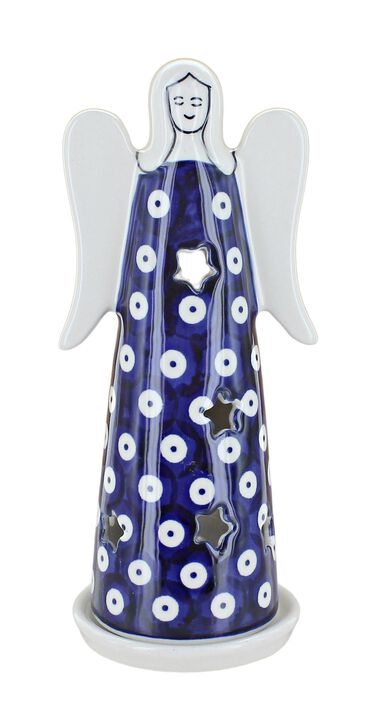 Blue Rose Polish Pottery Dots Large Angel Luminary